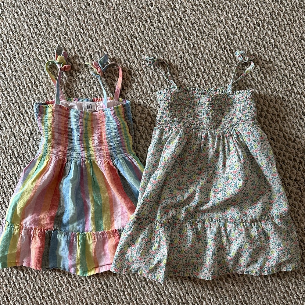 GAP Kids Rainbow Striped and Floral Dresses 3T